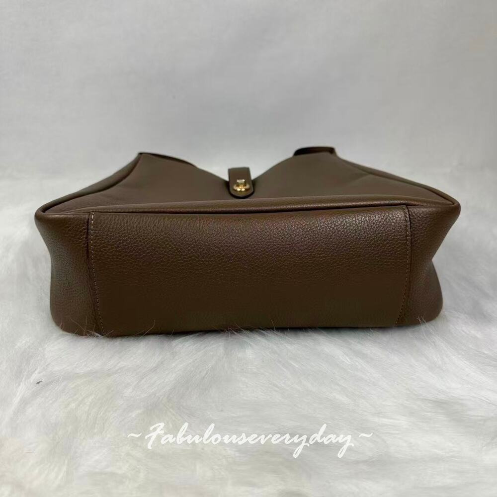 Coach Hadley Large Shoulder Bag In Leather/Gold/Dark stone CCD65 NWT - Picture 6 of 8